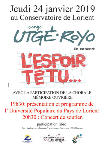 Jeudi 24 janvier 2019, 20 h 30, à Lorient (56), Auditorium du Conservatoire